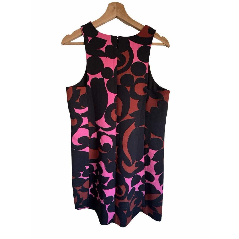 ANN TAYLOR Retro Abstract Floral Tulip Dress Pink Black Rust Size 8
